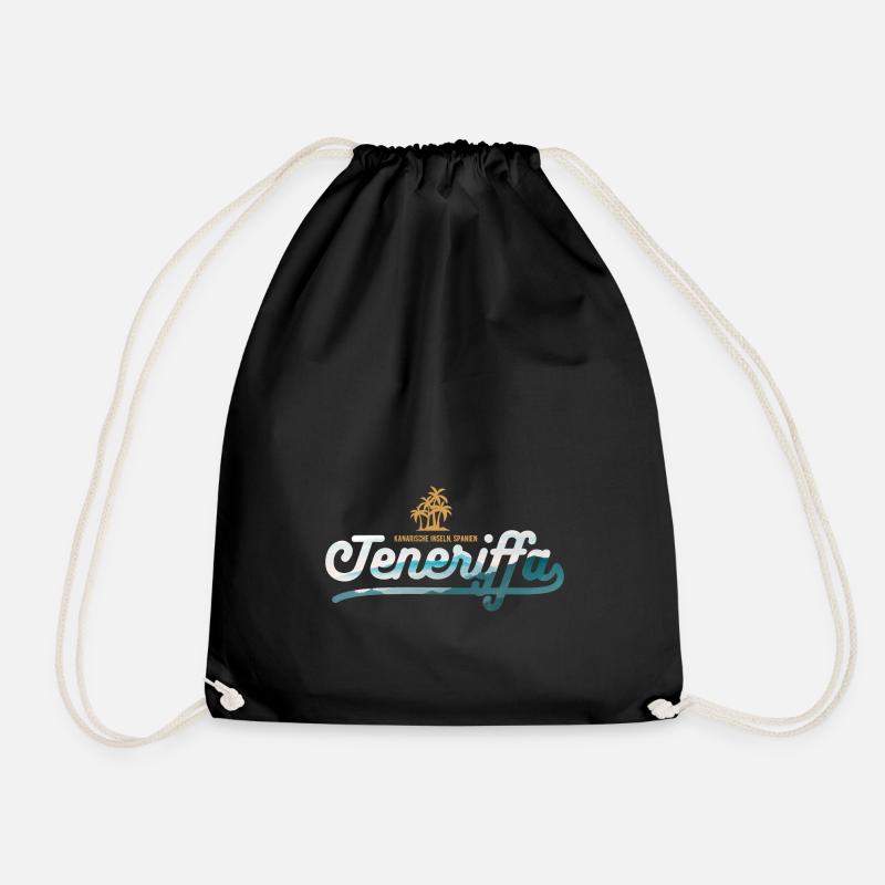 Tenerife Vintage - Canary Islands, Spain - Drawstring Bag - black