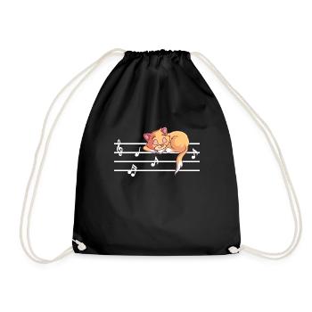 Katze Musik musikalisch Kater Katzenliebhaber - Turnbeutel - Schwarz - Vorne