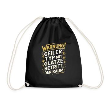Glatzenträger Haarausfall , Lustiges Glatzen - Turnbeutel - Schwarz - Vorne
