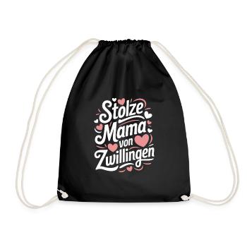 Zwillingsmama Zwillings Mutter Mama von Zwillingen - Turnbeutel - Schwarz - Vorne