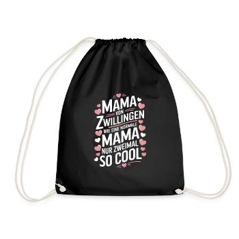 Zwillingsmama Zwillings Mutter Mama von Zwillingen - Turnbeutel - Schwarz - Vorne