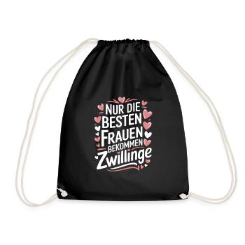 Mama von Zwillingen Zwillingsmama Zwillings Mutter - Turnbeutel - Schwarz - Vorne