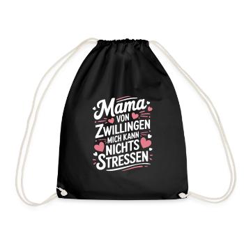 Zwillingsmama Mama von Zwillingen Zwillings Mutter - Turnbeutel - Schwarz - Vorne