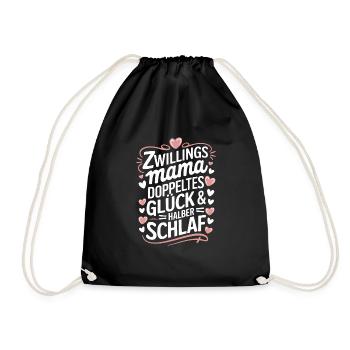 Zwillingsmutter Twin Mom Mama von Zwillingen - Turnbeutel - Schwarz - Vorne