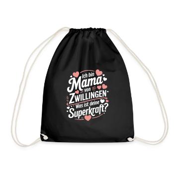Zwillingsmama Zwillings Mutter, Mama von Zwillinge - Turnbeutel - Schwarz - Vorne