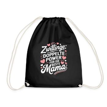Zwillingsmutter Twin Mom Mama von Zwillingen - Turnbeutel - Schwarz - Vorne