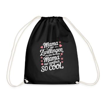 Zwillingsmama Zwillings Mutter Mama von Zwillingen - Turnbeutel - Schwarz - Vorne
