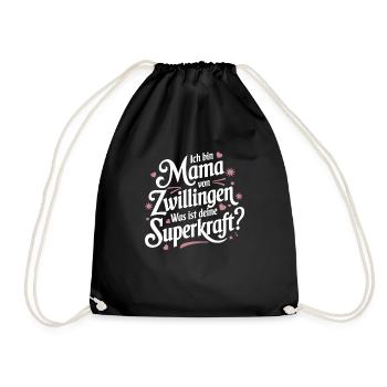 Zwillingsmama Zwillings Mutter, Mama von Zwillinge - Turnbeutel - Schwarz - Vorne
