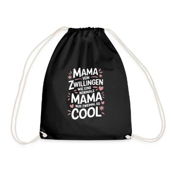 Zwillingsmama Zwillings Mutter Mama von Zwillingen - Turnbeutel - Schwarz - Vorne