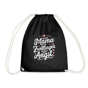Zwillingsmama Zwillings Mutter Mama von Zwillingen - Turnbeutel - Schwarz - Vorne