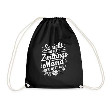 Zwillingsmama Zwillings Mutter Zwillinge Mama - Turnbeutel - Schwarz - Vorne