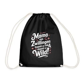Mama von Zwillingen Zwillingsmama Zwillings Mutter - Turnbeutel - Schwarz - Vorne