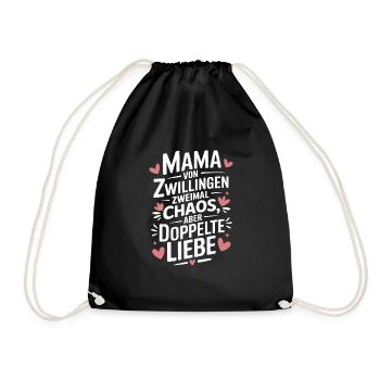 Mama von Zwillingen Zwillings Mutter Zwillingsmama - Turnbeutel - Schwarz - Vorne