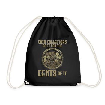 Coin Collecting Collector Numismatic Numismatist - Drawstring Bag - black - Front