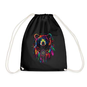 Bear with Dream Catcher - Drawstring Bag - black - Front