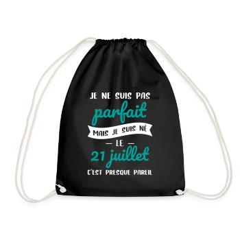 Anniversaire - Pas parfait mais né le 21 Juillet - Sac de sport léger - noir - Devant