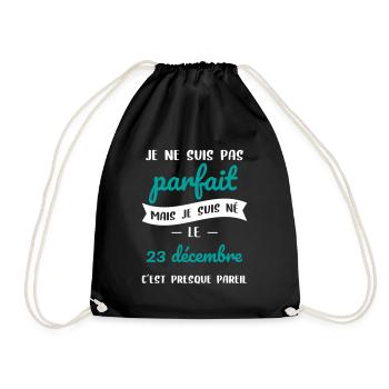 Anniversaire - Pas parfait mais né le 23 Décembre - Sac de sport léger - noir - Devant