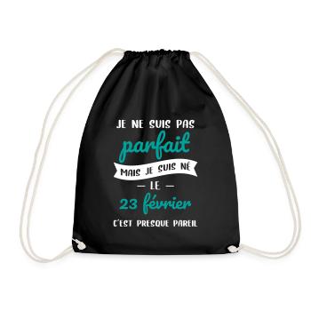 Anniversaire - Pas parfait mais né le 23 Février - Sac de sport léger - noir - Devant