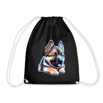 Mignon chiot berger allemand - Sac de sport léger - noir - Devant