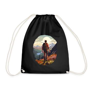 Hiking in the mountains - Drawstring Bag - black - Front