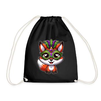Mardi Gras Fox Mask - Drawstring Bag - black - Front
