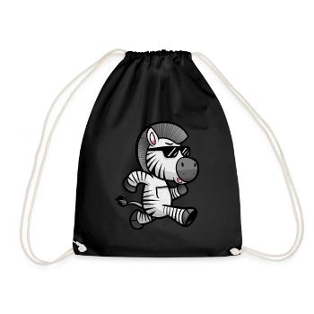Zebra Marathon Runner Athlete Running - Drawstring Bag - black - Front