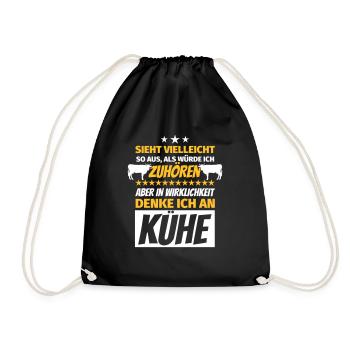 Cow lovers gifts funny saying cow cows - Drawstring Bag - black - Front