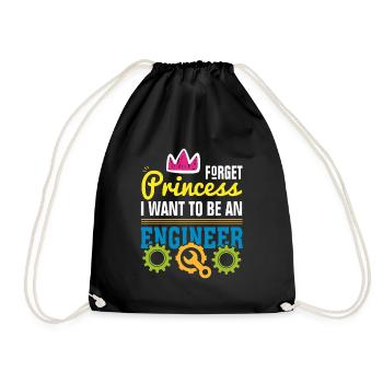 No princess but engineer - Drawstring Bag - black - Front