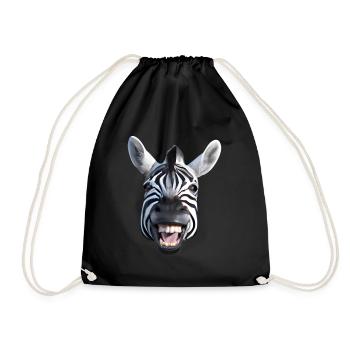Breit grinsendes Zebra - Turnbeutel - Schwarz - Vorne