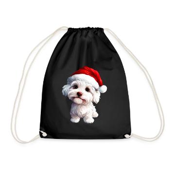 Dog Santa Claus - Drawstring Bag - black - Front