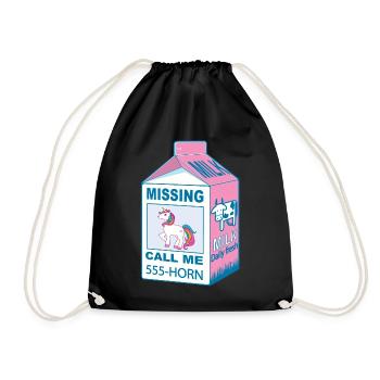 Missing Unicorn - Lost Unicorn - Drawstring Bag - black - Front