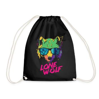 Lone Wolf Loner - Drawstring Bag - black - Front