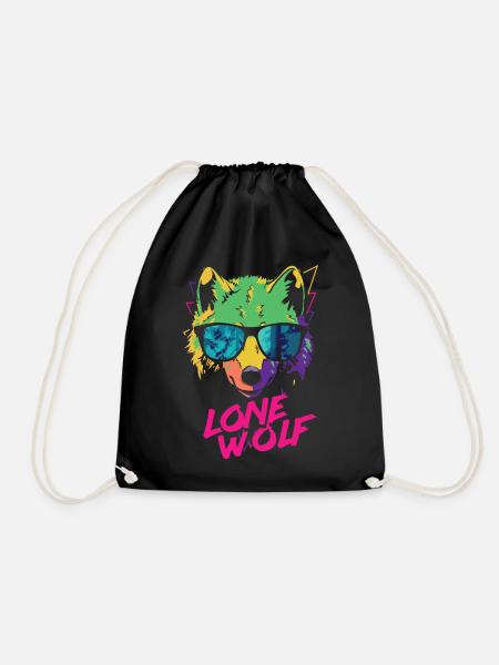Lone Wolf Loner - Drawstring Bag - black