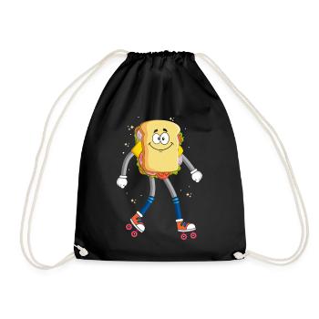 Rollerskaten Rollerskater Skaten Sandwich Bread - Drawstring Bag - black - Front