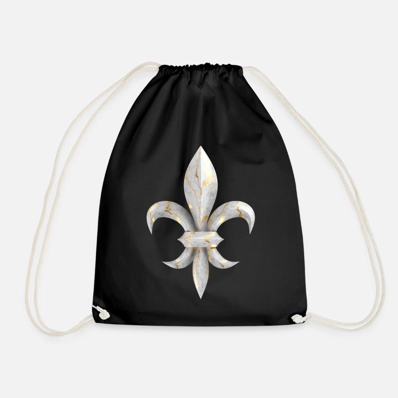 Fleur de Lys / Fleur de Lis Marmor mit Goldadern - Turnbeutel - Schwarz