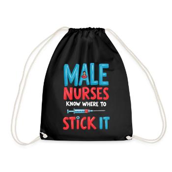Male Nurses - Drawstring Bag - black - Front