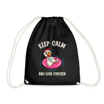 Keep Calm Love Chicken Chicken Saying Chicken Breeder - Drawstring Bag - black - Front