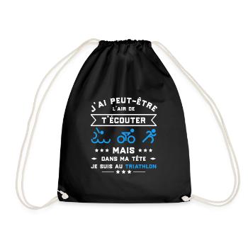 je suis au triathlon t-shirt humour - Sac de sport léger - noir - Devant