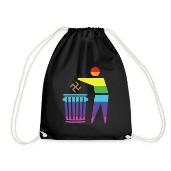 Against Nazis - Drawstring Bag - black - Front