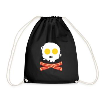 Crâne: Bacon & Oeufs Drôle Idée Cadeau Pirate - Sac de sport léger - noir - Devant