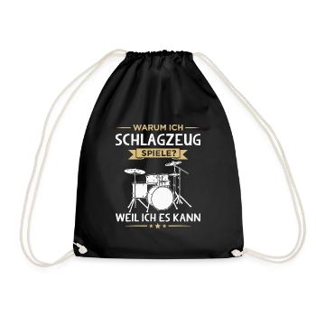 Warum Ich Schlagzeug Spiele Lustiger Schlagzeuger - Turnbeutel - Schwarz - Vorne