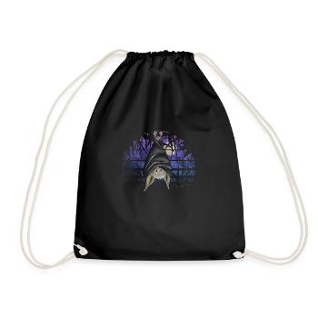 Casual Gothic Bat in Dark Blue Full Moon - Drawstring Bag - black - Front