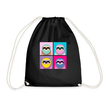 Pop Art Sloth With Sunglasses - Drawstring Bag - black - Front