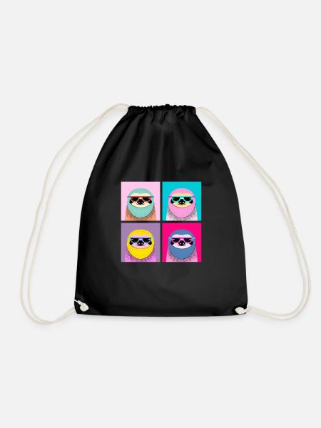 Pop Art Sloth With Sunglasses - Turnbeutel - Schwarz
