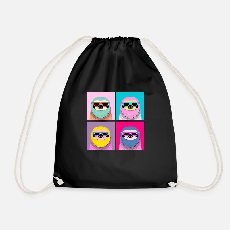 Pop Art Sloth With Sunglasses - Turnbeutel - Schwarz
