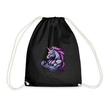 Einhorn Muskeln Bodybuilding - Turnbeutel - Schwarz - Vorne