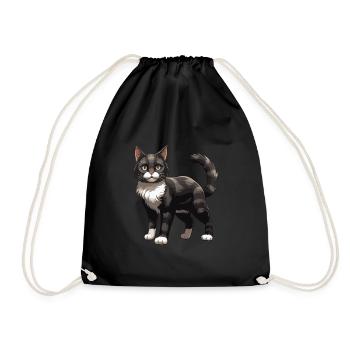 Cat Animal - Drawstring Bag - black - Front