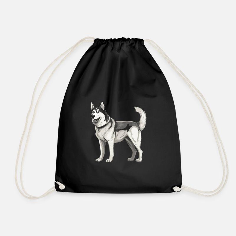 Husky Hund - Turnbeutel - Schwarz