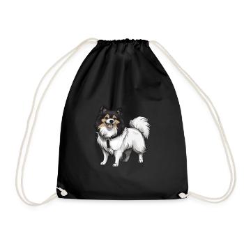 Pomeranian Dog - Drawstring Bag - black - Front