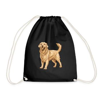 Golden Retriever Dog - Drawstring Bag - black - Front